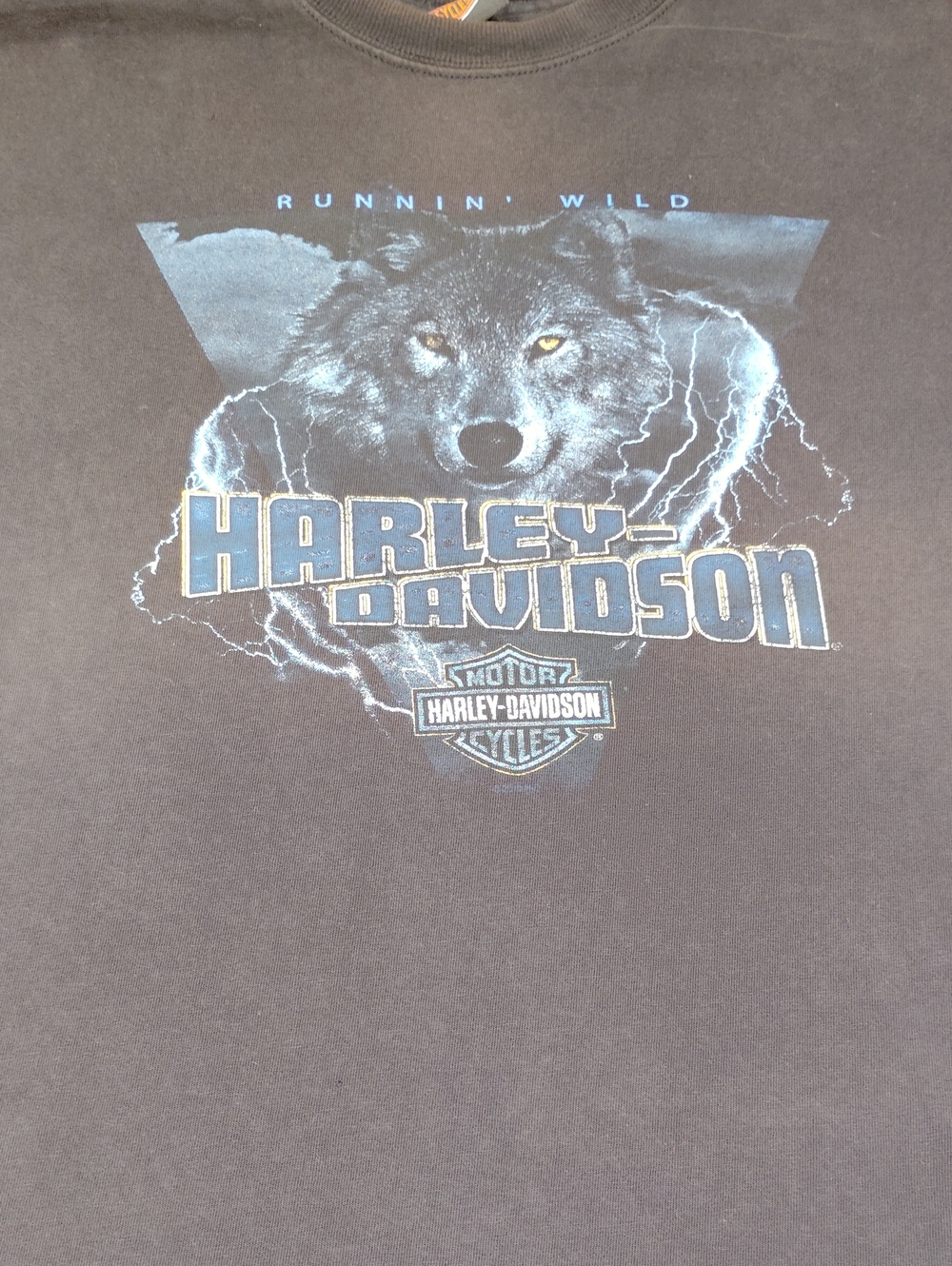 2008 Harley-Davidson Black Graphic Tee w/ Wolf and Lightning Double Sided